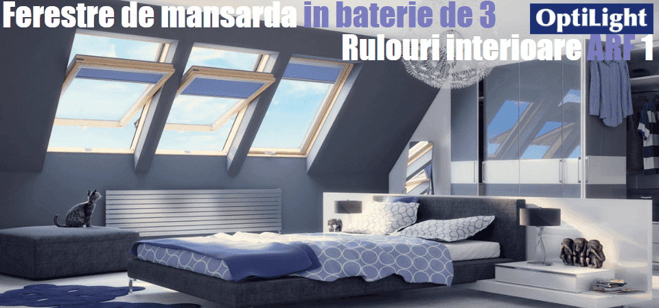 Ferestre de manarda Optilightin baterie de 3 cu rulori interioare ARF 1